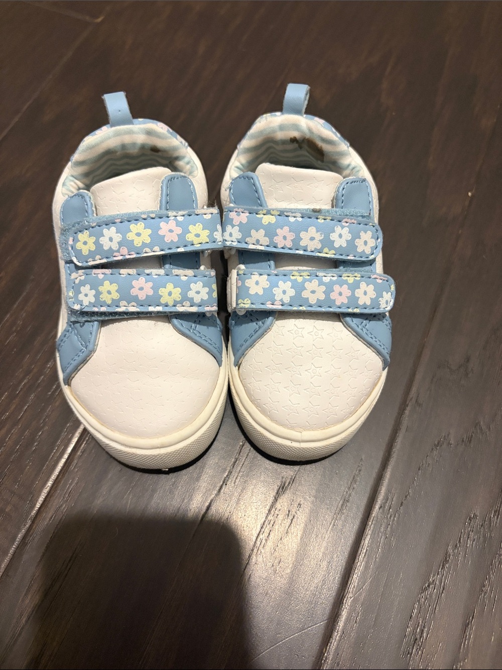 Toddler Floral Strap White & Light Blue Sneakers